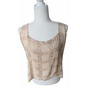 Vintage Daymor Couture Light Pink / Peach Sequin Silk Short Blouse Women's 14‎